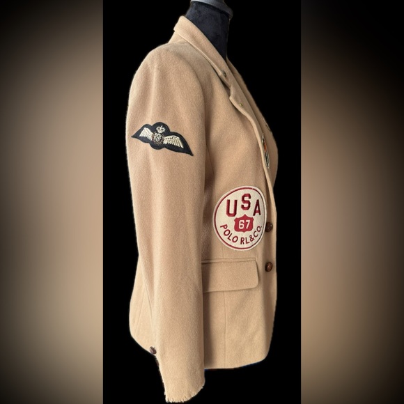 Vintage Lauren Ralph Lauren Angora-Wool Varsity Crest Blazer - Size 8 w/patches - Picture 3 of 16
